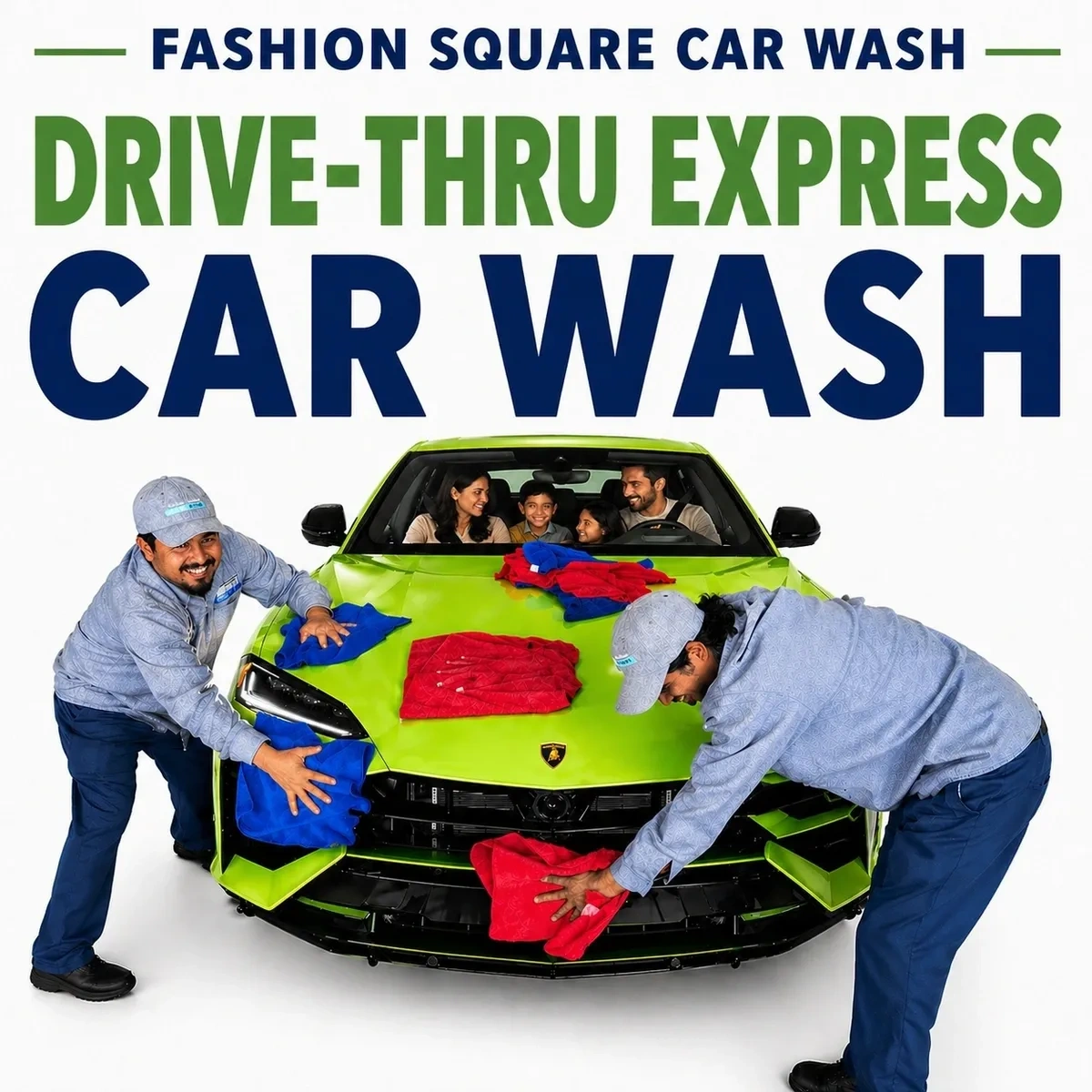 Drive-thru express car wash at Fashion Square Car Wash